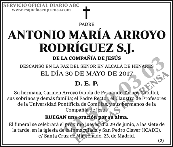 Antonio María Arroyo Rodríguez S.J.